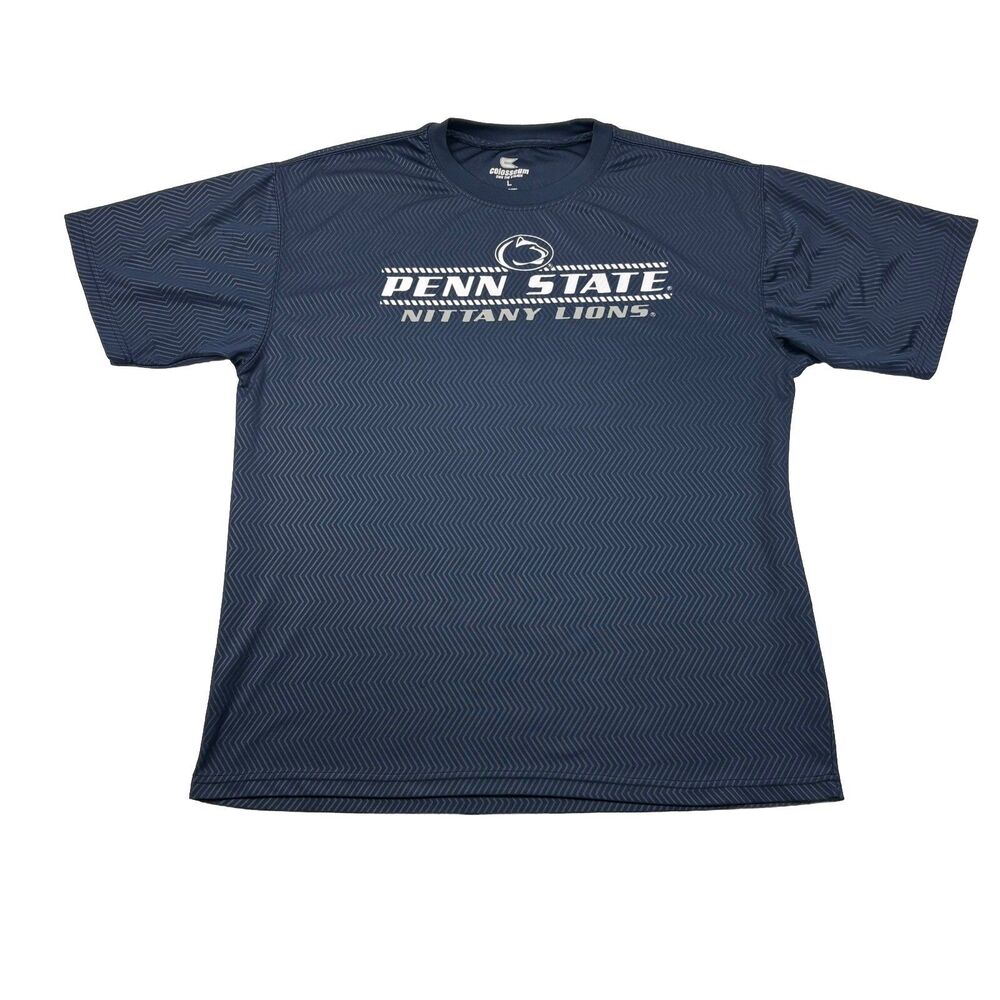 Penn State Nittany Lions Performance T Shirt Mens L Blue Zig Zag Striped Blue